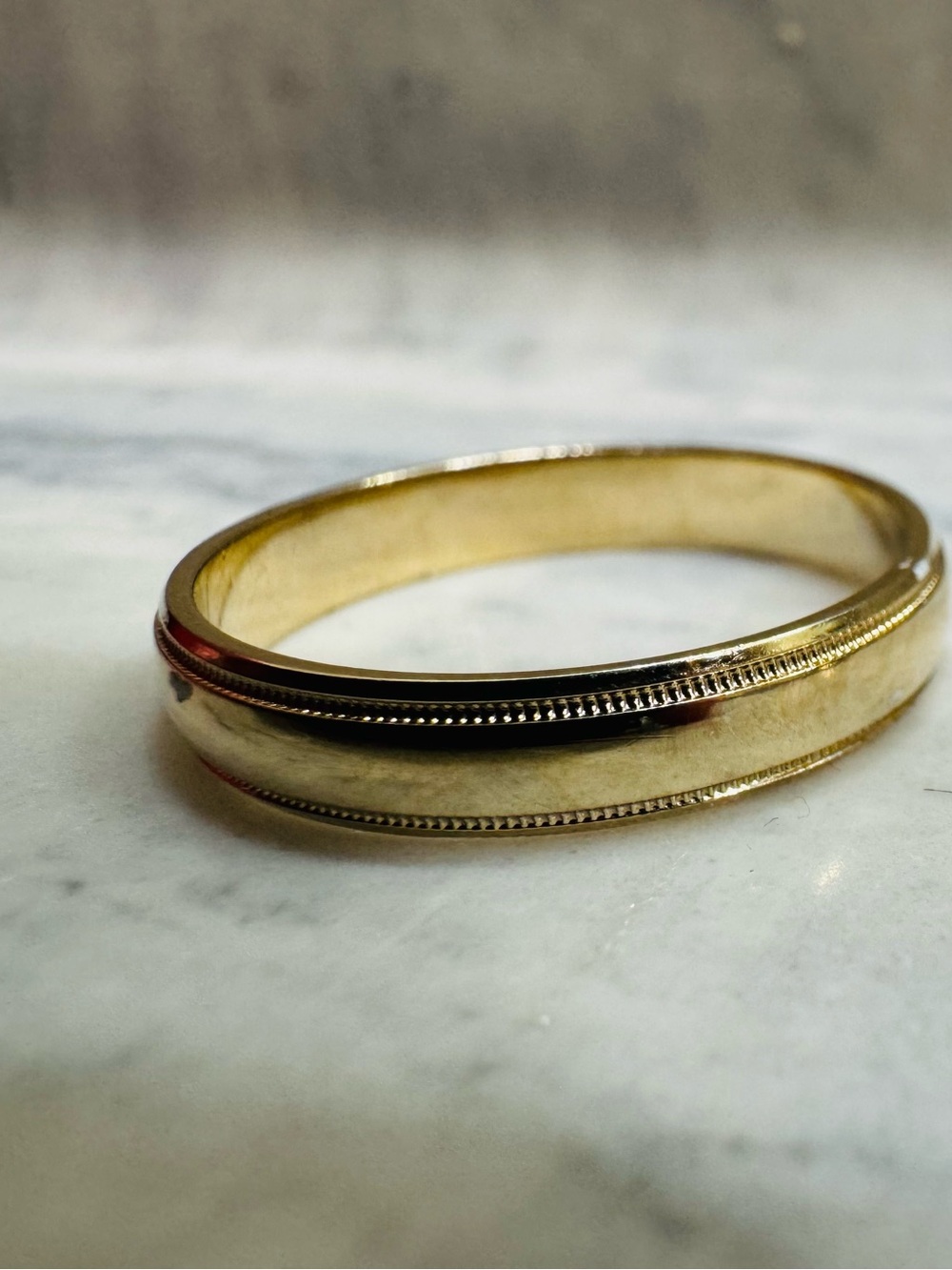 JX ALY Gold Tone Milgrain Wedding Band Ring Size 10.5 Vintage Unisex - Picture 11 of 16